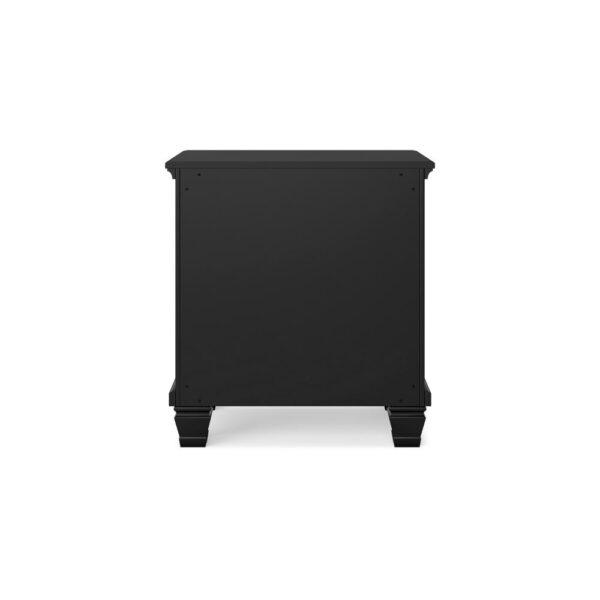 Lemo Nightstand, 2 Wide Drawers, Nickel Round Knobs, Black Solid Wood