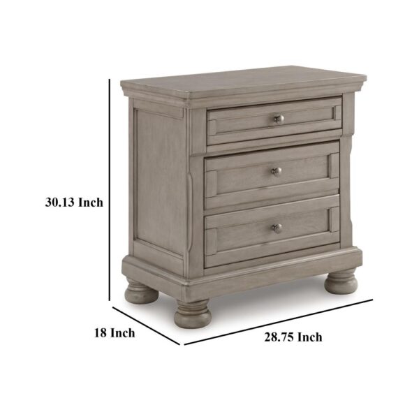 1502202669921935e1c98.jpeg Ryno Nightstand, 2 Drawers, Pull Out Tray, Nickel Round Knobs, Gray