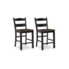 Becy Counter Height Chair Set of 2, 24 Inch, Black and Brown Wood