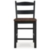 Becy Counter Height Chair Set of 2, 24 Inch, Black and Brown Wood