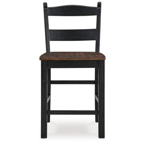 Becy Counter Height Chair Set of 2, 24 Inch, Black and Brown Wood