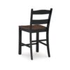 Becy Counter Height Chair Set of 2, 24 Inch, Black and Brown Wood