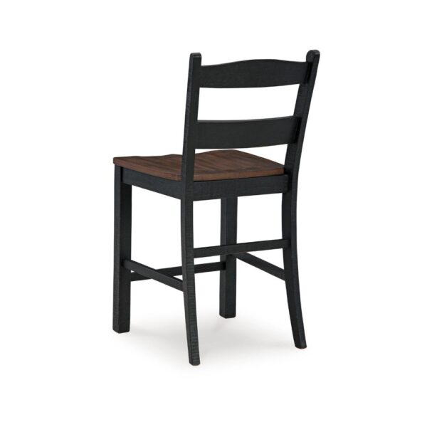 Becy Counter Height Chair Set of 2, 24 Inch, Black and Brown Wood
