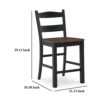 Becy Counter Height Chair Set of 2, 24 Inch, Black and Brown Wood