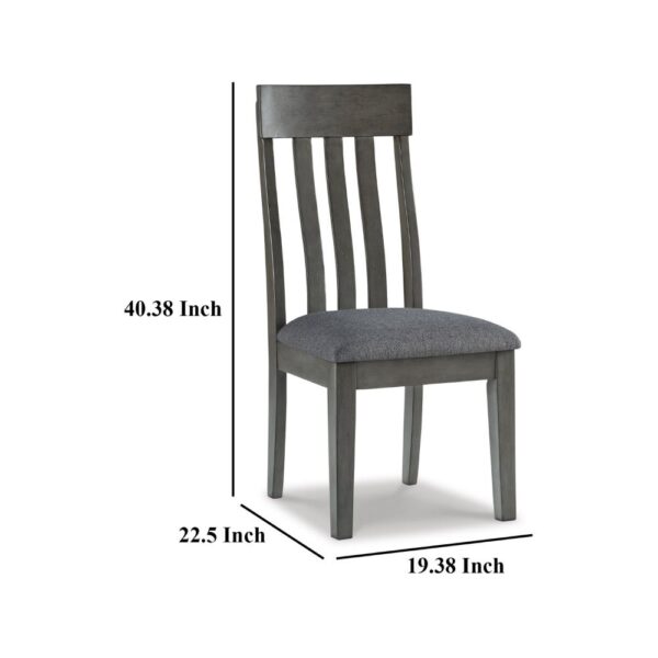 Haly Dining Side Chair Set of 2, Solid Wood Gray Frame, Fabric Seat