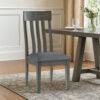 Haly Dining Side Chair Set of 2, Solid Wood Gray Frame, Fabric Seat