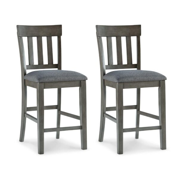 Haly Counter Height Chair Set of 2, Gray Solid Wood Frame and Fabric