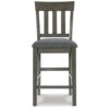Haly Counter Height Chair Set of 2, Gray Solid Wood Frame and Fabric