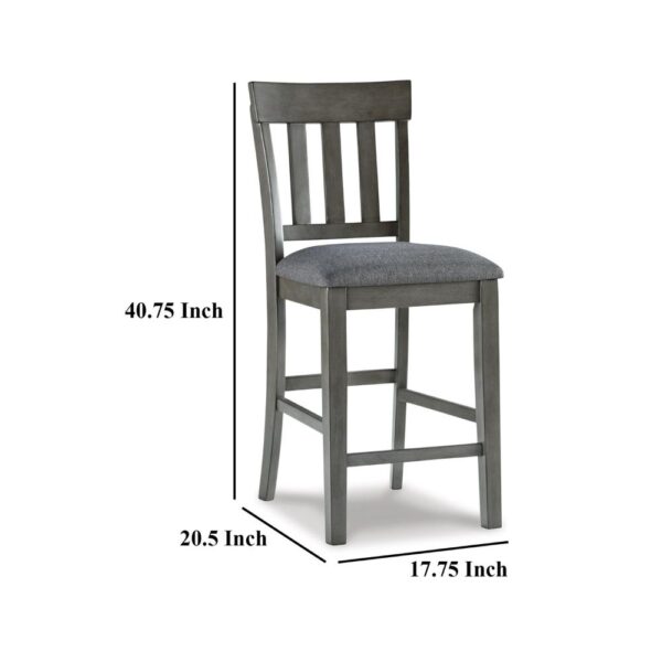 Haly Counter Height Chair Set of 2, Gray Solid Wood Frame and Fabric