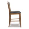 Raly Counter Height Chair Set of 2, Brown Faux Leather, Slatted Back