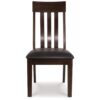Hado Dining Chair Set of 2, Dark Brown Faux Leather Seat, Slatted Back