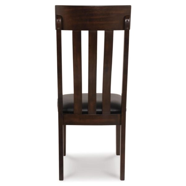 Hado Dining Chair Set of 2, Dark Brown Faux Leather Seat, Slatted Back