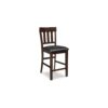 Hado Counter Height Chair Set of 2, Brown Faux Leather, Slatted Back