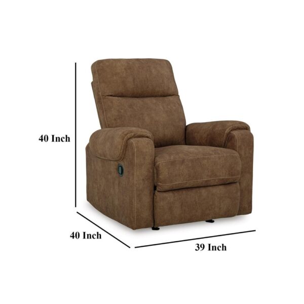 Woli Manual Rocker Recliner Chair, 39 Inch Classic Brown Faux Leather