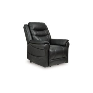 Otim Power Lift Recliner Chair, 35in, Heat Massage, Black Faux Leather