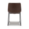 Tia Dining Chair Set of 2, Brown Faux Leather, Bucket Seat, Metal