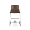 Tia Counter Height Chair Set of 2, Brown Faux Leather, Bucket Seat