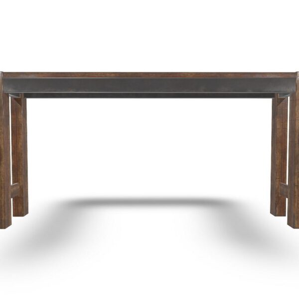 Jin Counter Height 72 Inch Long Slim Table, Distressed Brown Wood