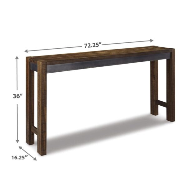 Jin Counter Height 72 Inch Long Slim Table, Distressed Brown Wood