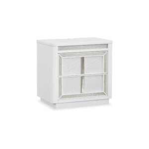15022026699219e2630a9.jpeg Canaal Nightstand, 2 Drawer, White Solid Wood, 28 Inch, LED Light