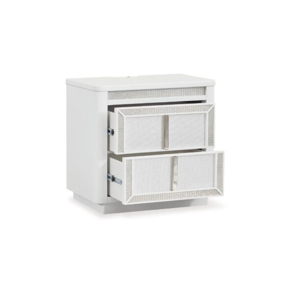 15022026699219e628d0f.jpeg Canaal Nightstand, 2 Drawer, White Solid Wood, 28 Inch, LED Light