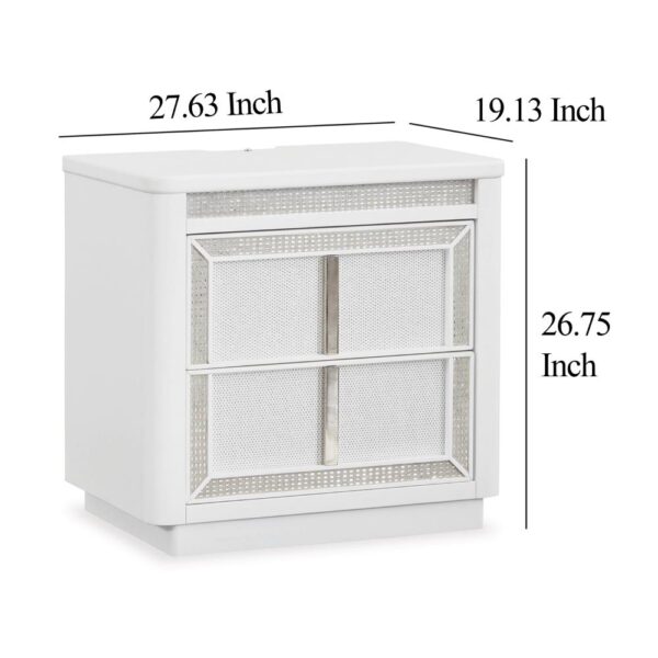 15022026699219e97ac67.jpeg Canaal Nightstand, 2 Drawer, White Solid Wood, 28 Inch, LED Light
