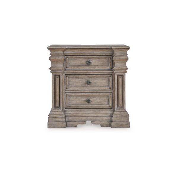 Blaie Nightstand, 3 Drawer, 29 inch, Taupe Brown Solid Hardwood Finish