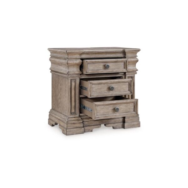 Blaie Nightstand, 3 Drawer, 29 inch, Taupe Brown Solid Hardwood Finish