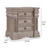 Blaie Nightstand, 3 Drawer, 29 inch, Taupe Brown Solid Hardwood Finish