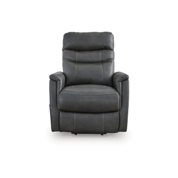 Barrett Power Lift Recliner Chair, Dark Gray Faux Leather, Pillow Back