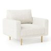 Remy Accent Chair, Bench Seat w Track Arms, Plush Off White Boucle