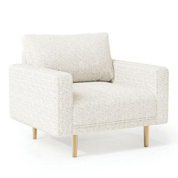 Remy Accent Chair, Bench Seat w Track Arms, Plush Off White Boucle