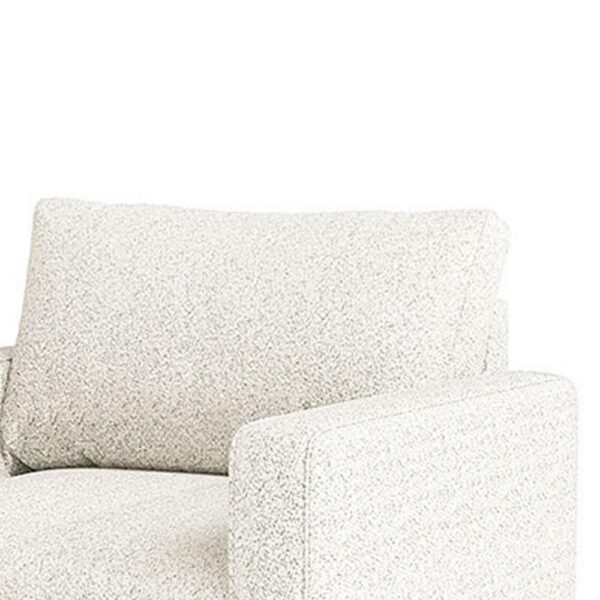 Remy Accent Chair, Bench Seat w Track Arms, Plush Off White Boucle