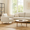 Remy Accent Chair, Bench Seat w Track Arms, Plush Off White Boucle