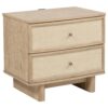 1502202669921a2853127.jpeg Lno Nightstand, 2 Cane Accent Drawers w Brass Knobs, USB, Oak Beige