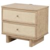 1502202669921a2b6facb.jpeg Lno Nightstand, 2 Cane Accent Drawers w Brass Knobs, USB, Oak Beige