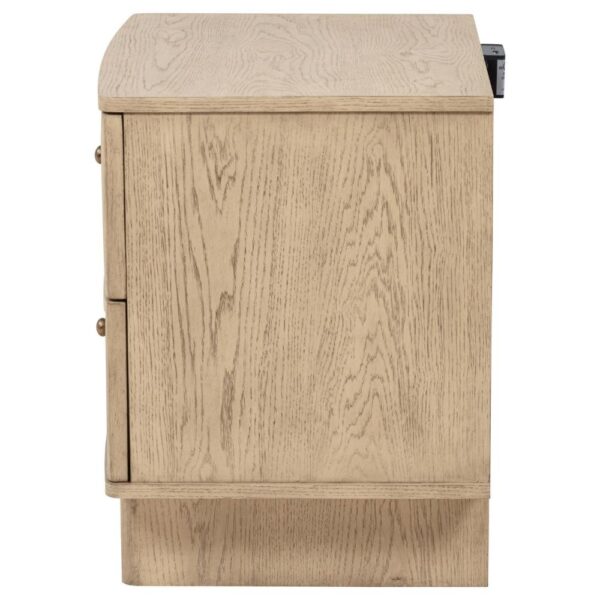 1502202669921a2cee4a0.jpeg Lno Nightstand, 2 Cane Accent Drawers w Brass Knobs, USB, Oak Beige
