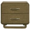 Deon Nightstand, 2 Drawers w Nickel Handles, Sled Legs, Nutmeg Brown