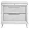 1502202669921a4c5adad.jpeg Mory Nightstand, 2 Drawers, Embossed Herringbone Pattern White, Chrome