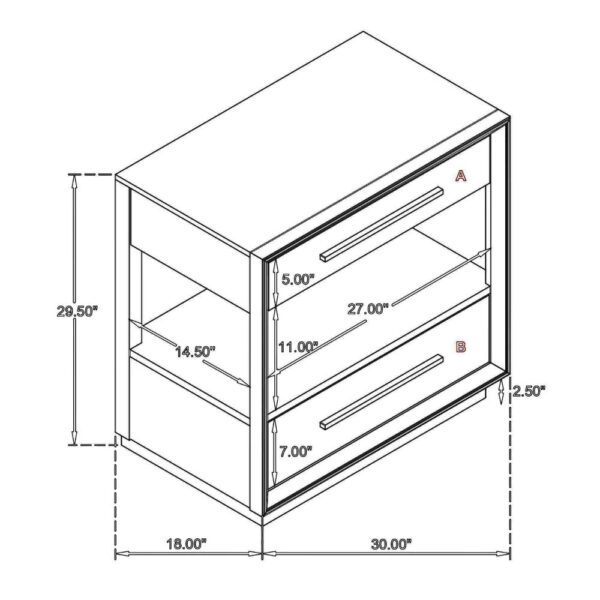 1502202669921a5ce225c.jpeg Lyni Nightstand, 2 Storage Drawers, Open Shelf, Washed Oak Brown