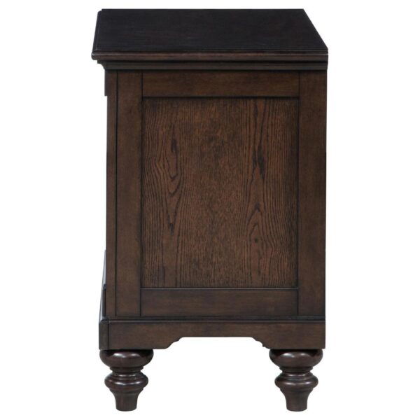 1502202669921a7377fe9.jpeg Meon Nightstand w Drawer and Open Cubby Shelf, Dark Oak Brown Wood