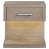 Keno Nightstand, 27 Inch Brown Acacia Wood, Storage Drawer, LED Light