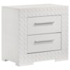 Ivon Nightstand, 2 Drawers, 26 Inch Modern Glossy White Solid Hardwood
