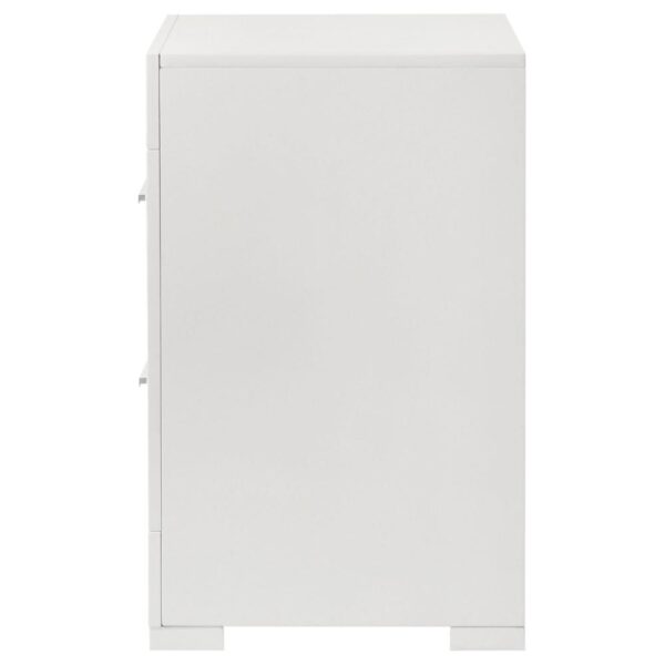 Ivon Nightstand, 2 Drawers, 26 Inch Modern Glossy White Solid Hardwood