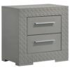 Ivon Nightstand, 2 Storage Drawers, 26 Inch Glossy Gray Hardwood