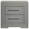 Ivon Nightstand, 2 Storage Drawers, 26 Inch Glossy Gray Hardwood