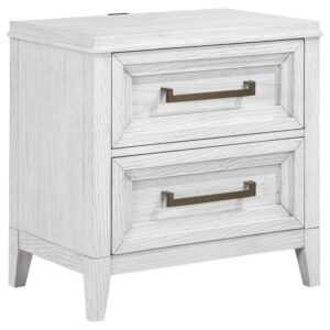 1502202669921aab510ca.jpeg Leva Nightstand, 28 Inch, Distressed White Acacia Wood, 2 Drawers