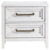 Leva Nightstand, 28 Inch, Distressed White Acacia Wood, 2 Drawers