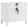 Leva Nightstand, 28 Inch, Distressed White Acacia Wood, 2 Drawers