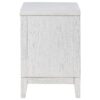 Leva Nightstand, 28 Inch, Distressed White Acacia Wood, 2 Drawers
